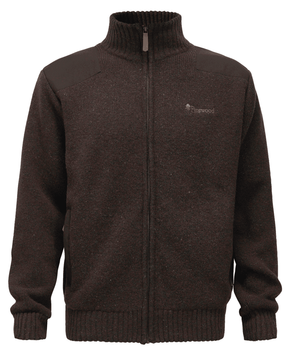 Pinewood Hurricane Full Zip Sweater (Color: D.Brown Mel, Size: Small)