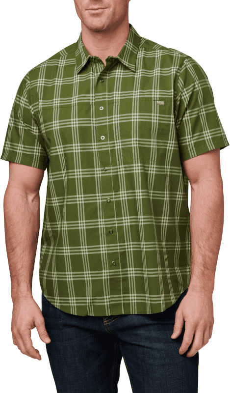 5.11 Tactical Wyatt Short Sleeve Plaid Shirt (Color: Greenzone Plaid, Size: Medium)
