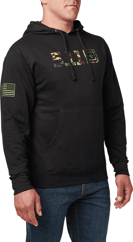 5.11 Tactical Woodland Camo Fill Hoodie - Black (Size: Medium)