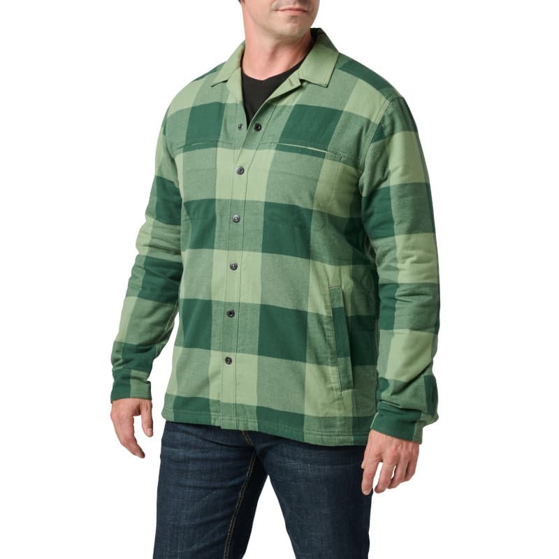 5.11 Tactical Seth Shirt Jacket (Color: TRKG GRN CHK, Size: XL)