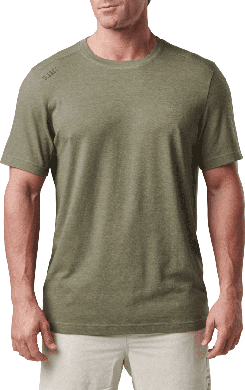 5.11 Tactical PT-R Charge Short Sleeve Top 2.0 (Color: Sage Green HTR, Size: 2XL)