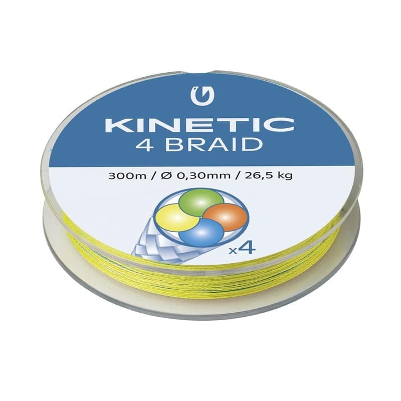 Kinetic 4-Braid 300m Multi Color (Size & Breaking Strength: 0,40mm / 33,6kg)
