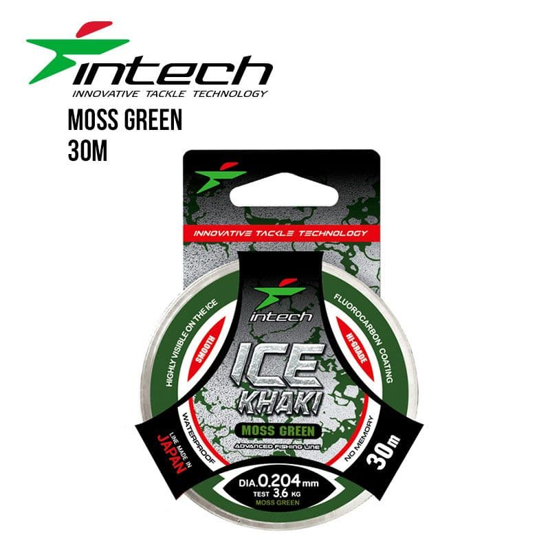 Intech Premium Vinterfiske Lina Ice Khaki Moss Green 30m (Size: 0,165mm / 2,3kg)