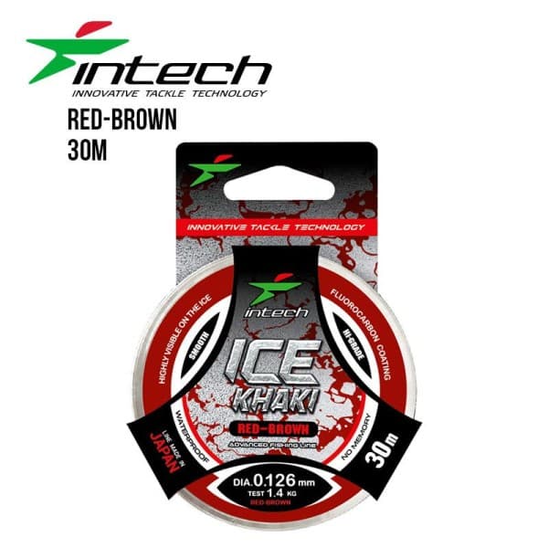 Intech Premium Vinterfiske Lina Ice Khaki Röd/Brun 30m (Dimension: 0,10mm / 0,9kg)