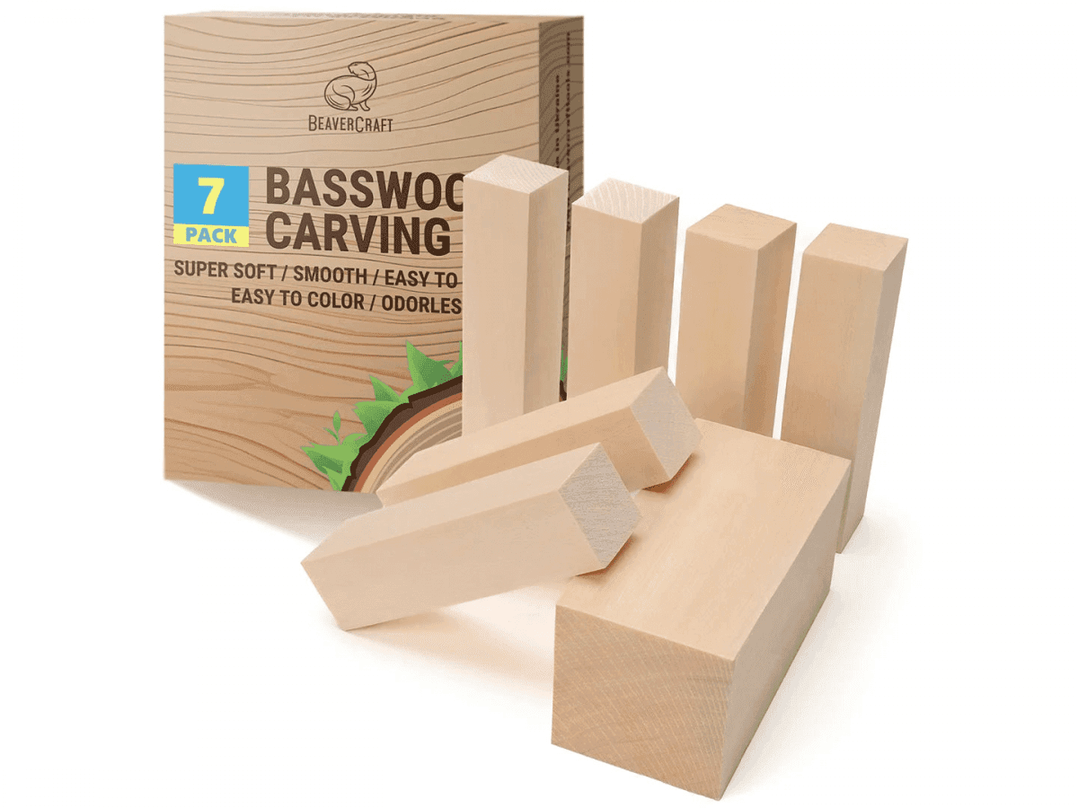 BeaverCraft BW7 Set of Basswood Carving Blocks 7pcs