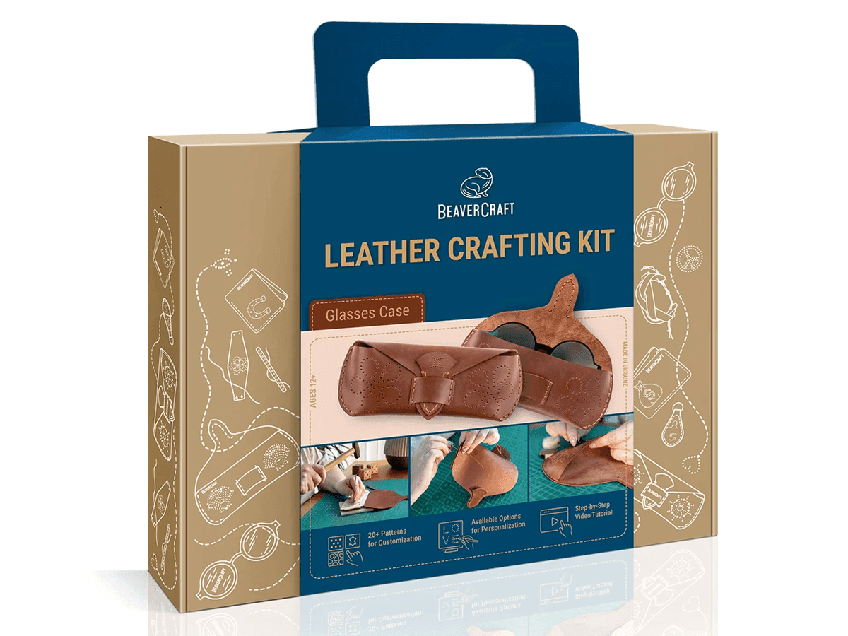 BeaverCraft DIY Leather Crafting Kit - Glasses Case