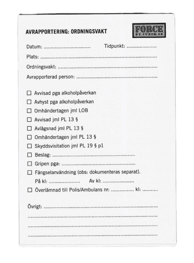 Cubik Report Booklet for Ordningsvakt