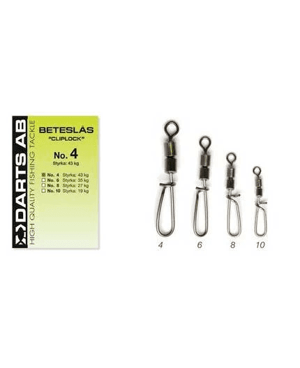 Darts Lure Locks with double Swivel "Clip Lock" (Size & Amount: #6 5 Pcs)