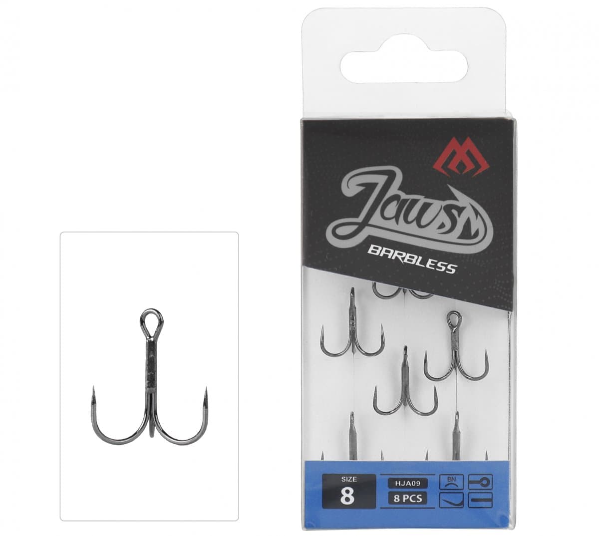 Mikado Jaws Barbless Treble #14 8 Pack