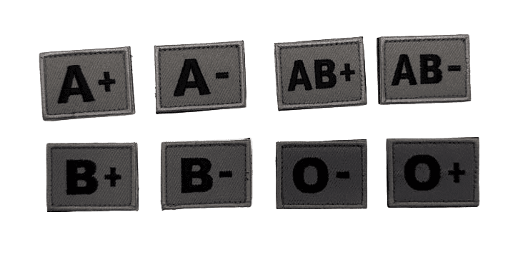 Jackal Gear Patch Blood Type 4x3 - Grey/Black (Blood Type: AB Pos)