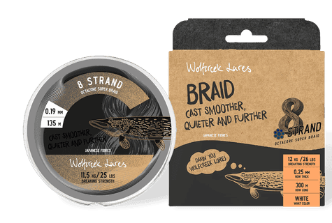 Wolfcreek OctaCore Super Braid X8 White 135m (Diameter / Break Strength: 0.24mm / 17.5kg)