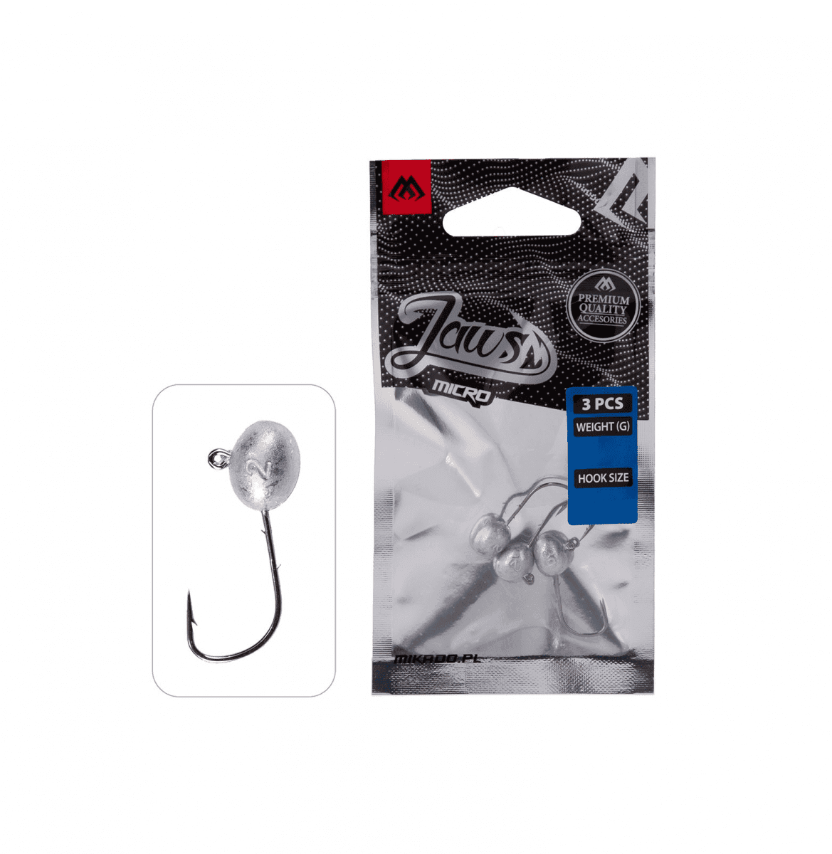 Mikado Jaws Micro Jig Head 3pcs (Size Weight & Hook Size: 6 g / 1)