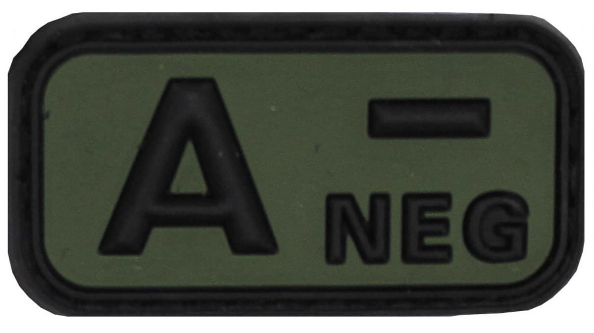 MFH Patch PVC Blood Type - Black & Olive Green (Blood Type: A Neg)