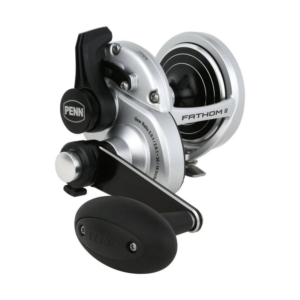 PENN Seafishing Reel Fathom II Bent Handle 2 Speed (Size & Reel Handel Position: 25NLD2LH 275mm/0.49m Left)