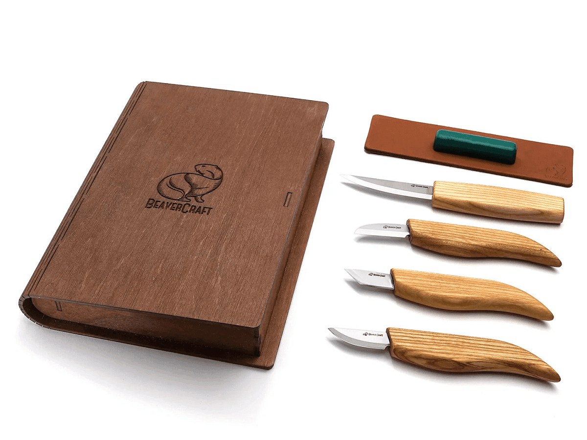 BeaverCraft S07 Basic Knives Set of 4 Knives in a Book