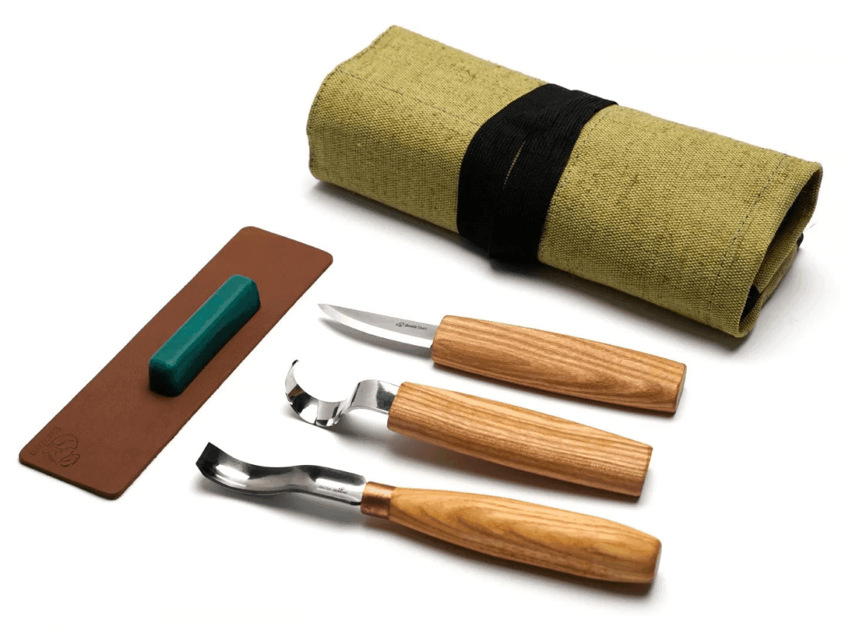 BeaverCraft S38 Spoon Carving Kit Wood Carving Tools With Leather Strop
