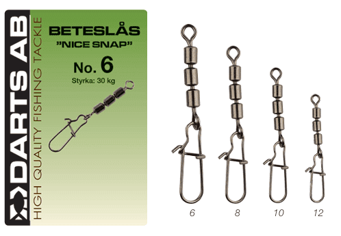 Darts Lure Locks with Tripple Swivel "Nice Snap" (Size & Amount: #8 4 pcs)
