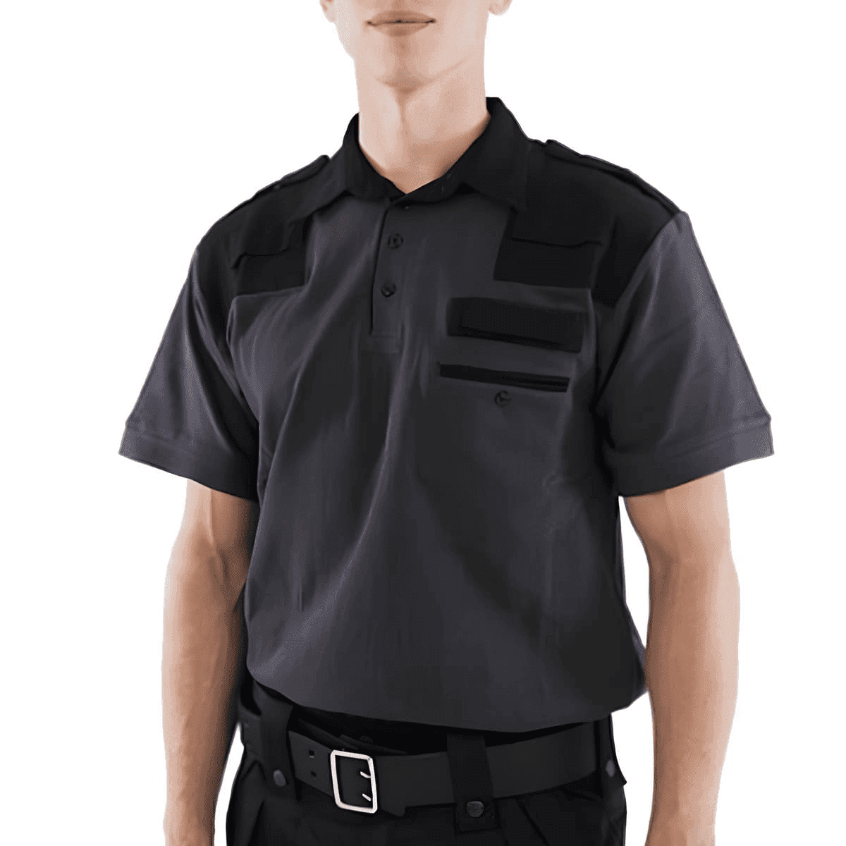 Safety-Sec Hundförarpiké - Kort Ärm Grå/Svart - Storlek XSmall