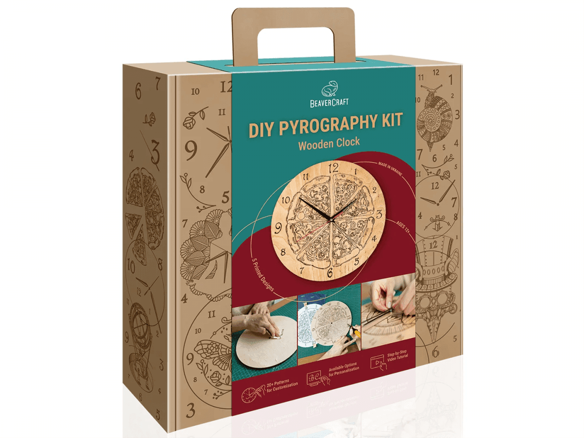 BeaverCraft DIY Pyrography Kit - Wooden Clock