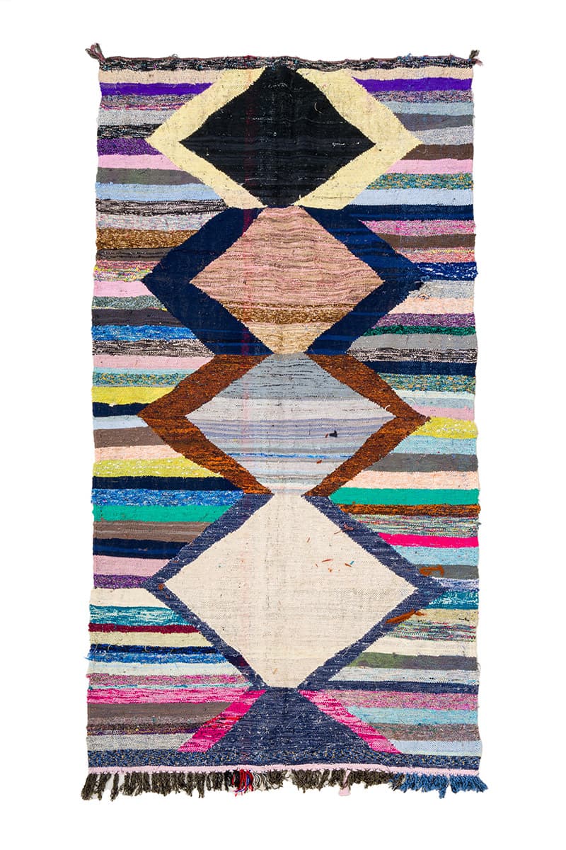 Marokkansk Boucherouite-teppe 130 x 250 cm (Størrelse: 130 x 250 cm)