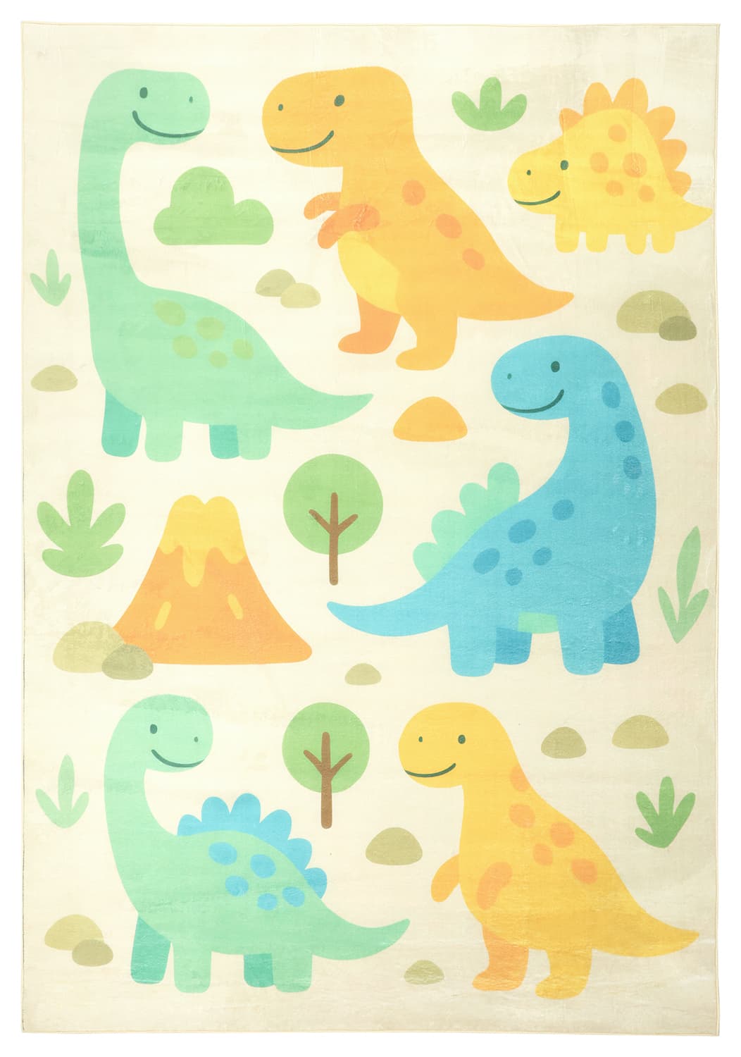 Barneteppe - Happy Dinos (krem/multi) (Størrelse: 160 x 230 cm)