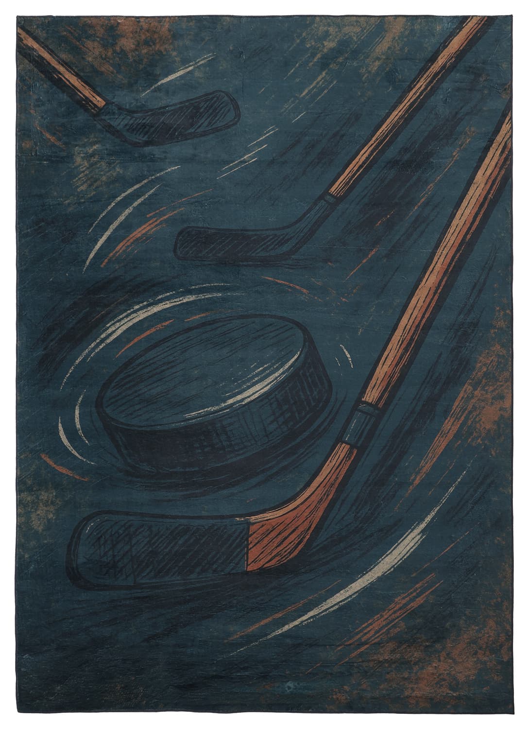 Barneteppe - Ice Hockey (blå) (Størrelse: 160 x 230 cm)
