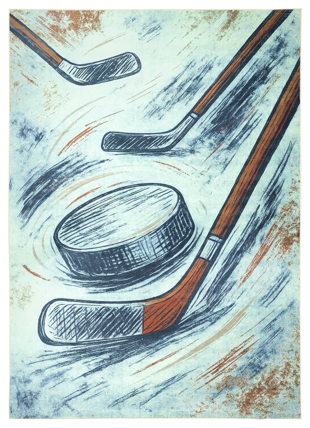 Barneteppe - Ice Hockey (off-white) (Størrelse: 130 x 190 cm)