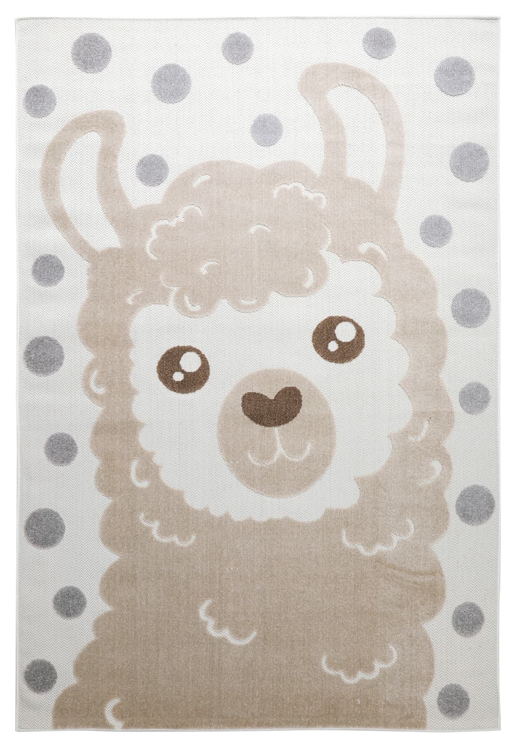 Barneteppe - Kind Llama (krem/brun) (Størrelse: 160 x 230 cm)