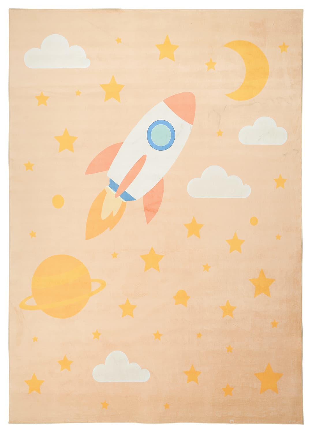Barneteppe - Space Rocket (rosa) (Størrelse: 160 x 230 cm)