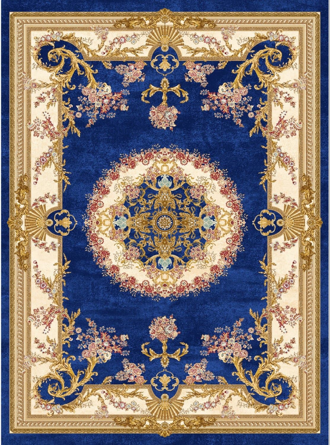 Wilton-teppe - Marand (blå) (Størrelse: 240 x 340 cm)
