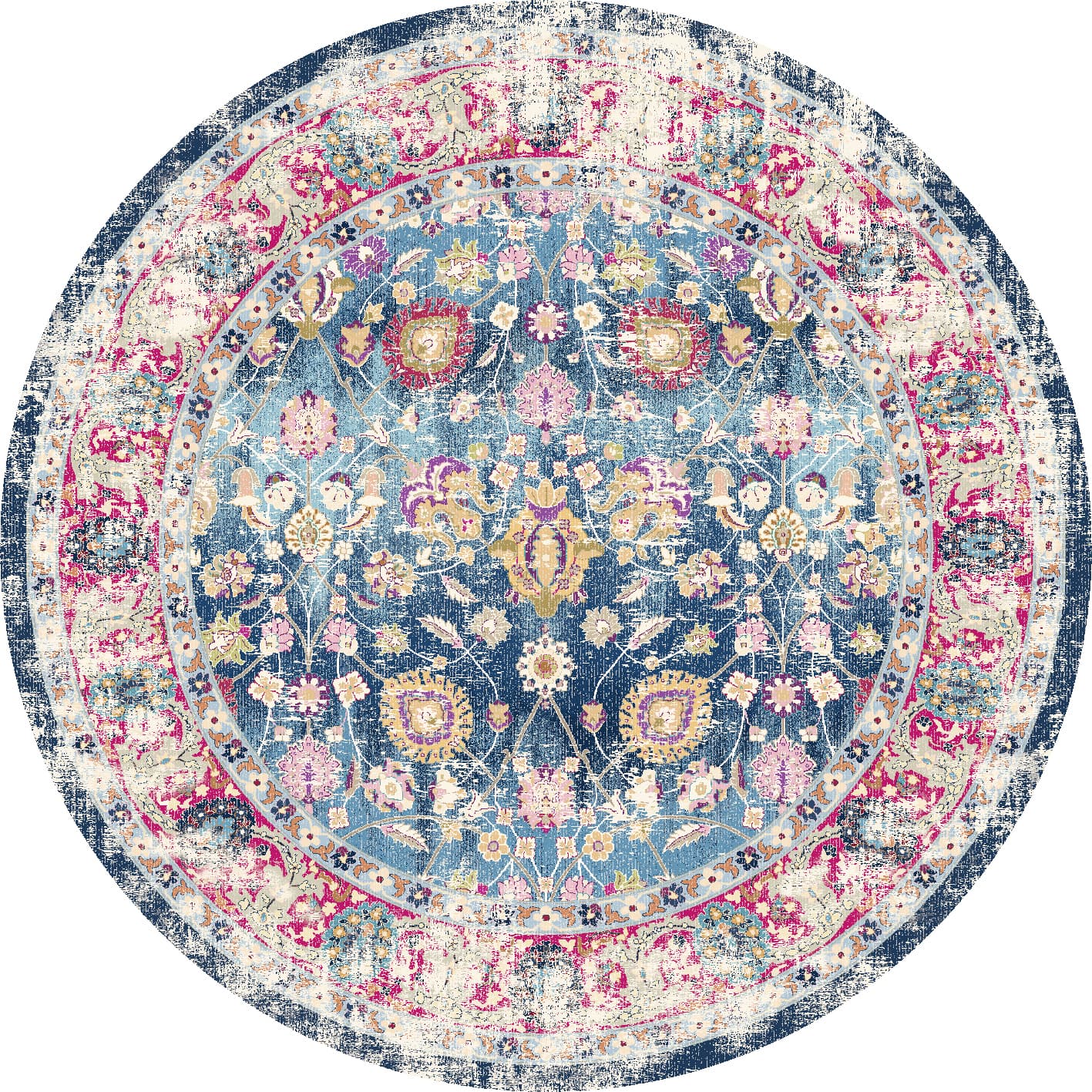 Rundt teppe - Bouhjar (blå/rosa/multi) (Størrelse: Ø 250 cm)