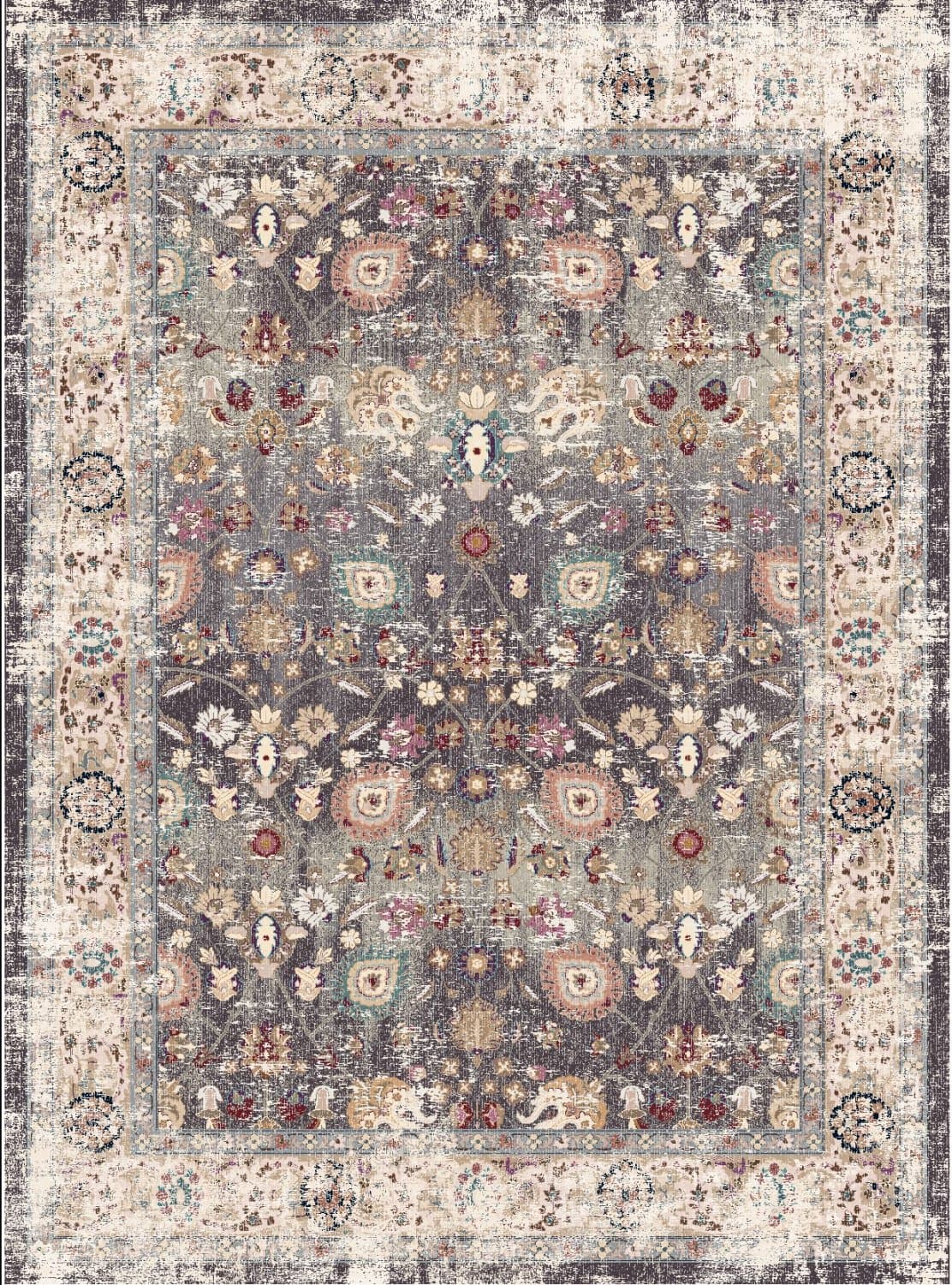 Wilton-teppe - Bouhjar (grå/multi) (Størrelse: 240 x 340 cm)
