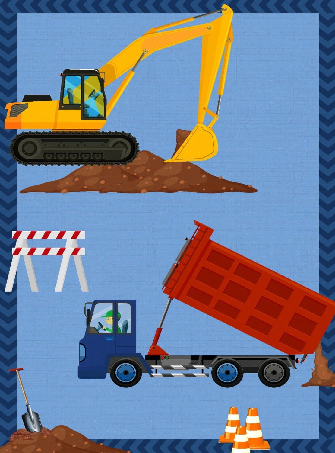 Barneteppe - Building Site (Størrelse: 160 x 230 cm)