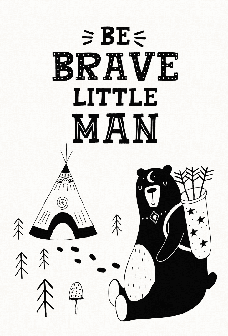 Barneteppe - Camping Bear (hvit) (Størrelse: 160 x 230 cm)