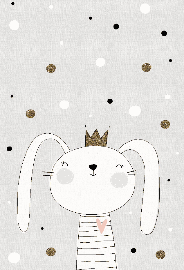 Barneteppe - Rabbit Crown (grå) (Størrelse: 160 x 230 cm)