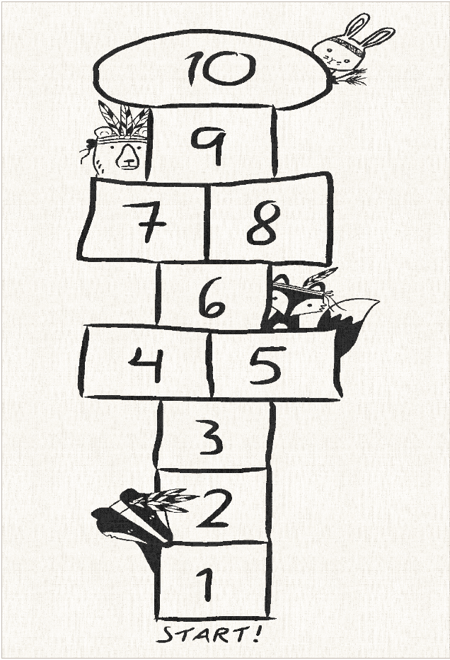 Barneteppe - Hopscotch Animals (hvit) (Størrelse: 160 x 230 cm)