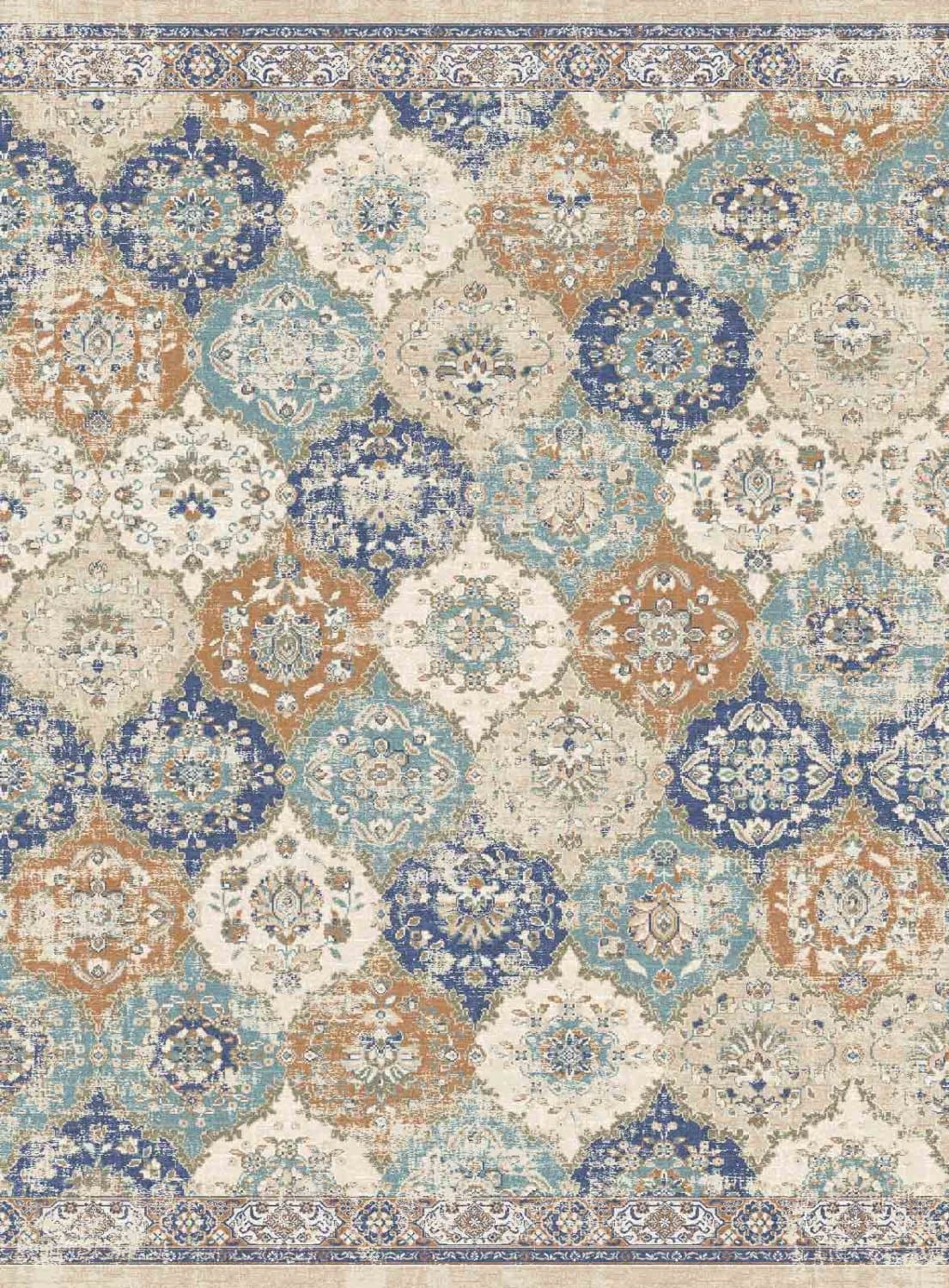 Wilton-teppe - Bohemia (blå/multi) (Størrelse: 290 x 390 cm)