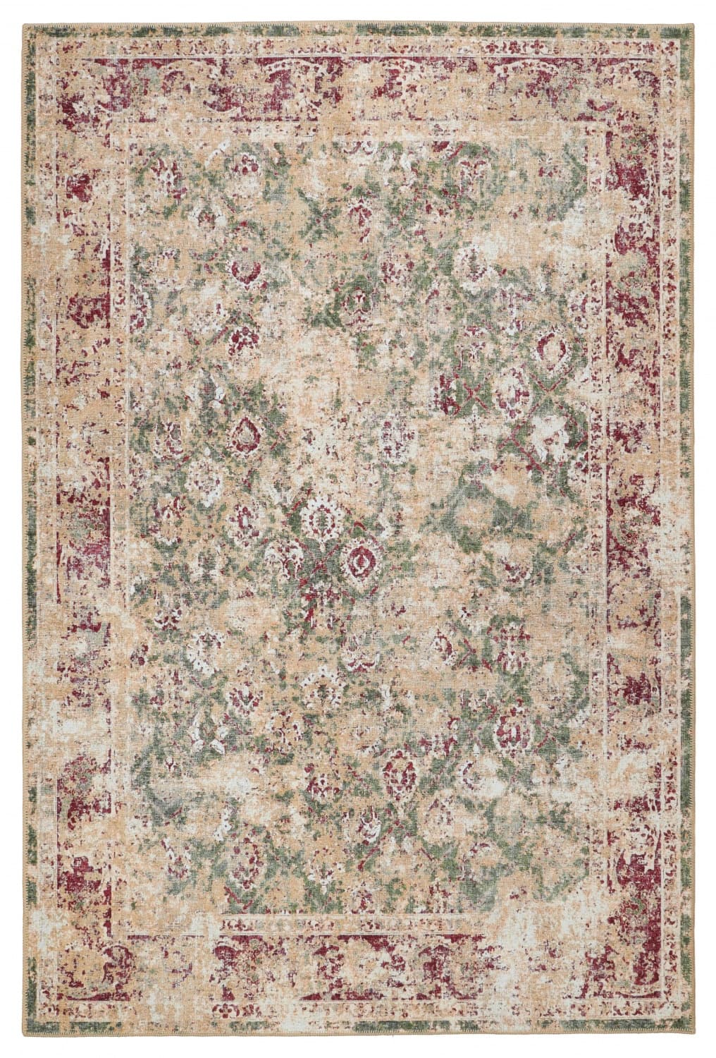 Flatvevd teppe - Douz (grønn/burgunder) (Størrelse: 150 x 230 cm)