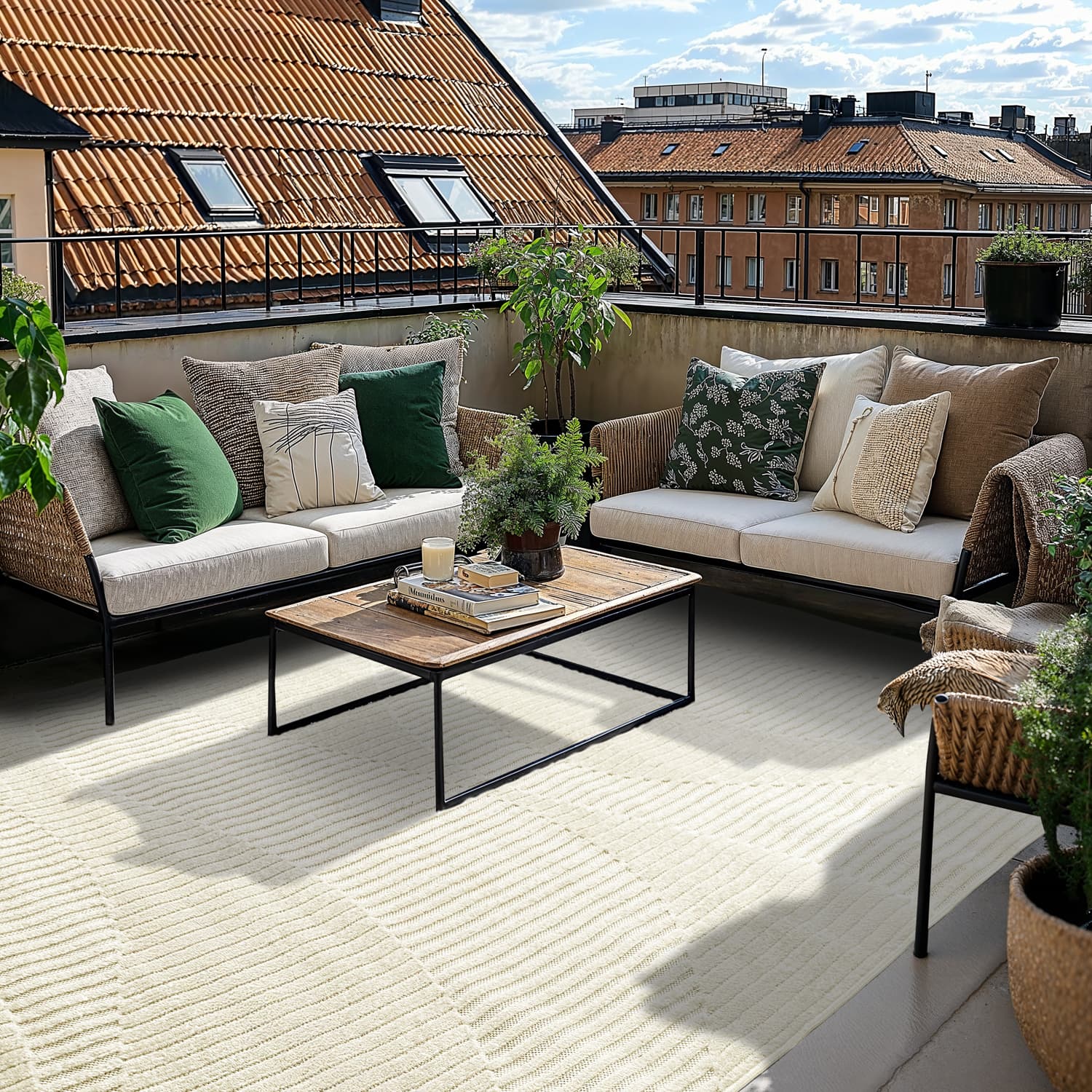 Shaggy Indoor/Outdoor - Halifax (krem) (Størrelse: 160 x 230 cm)