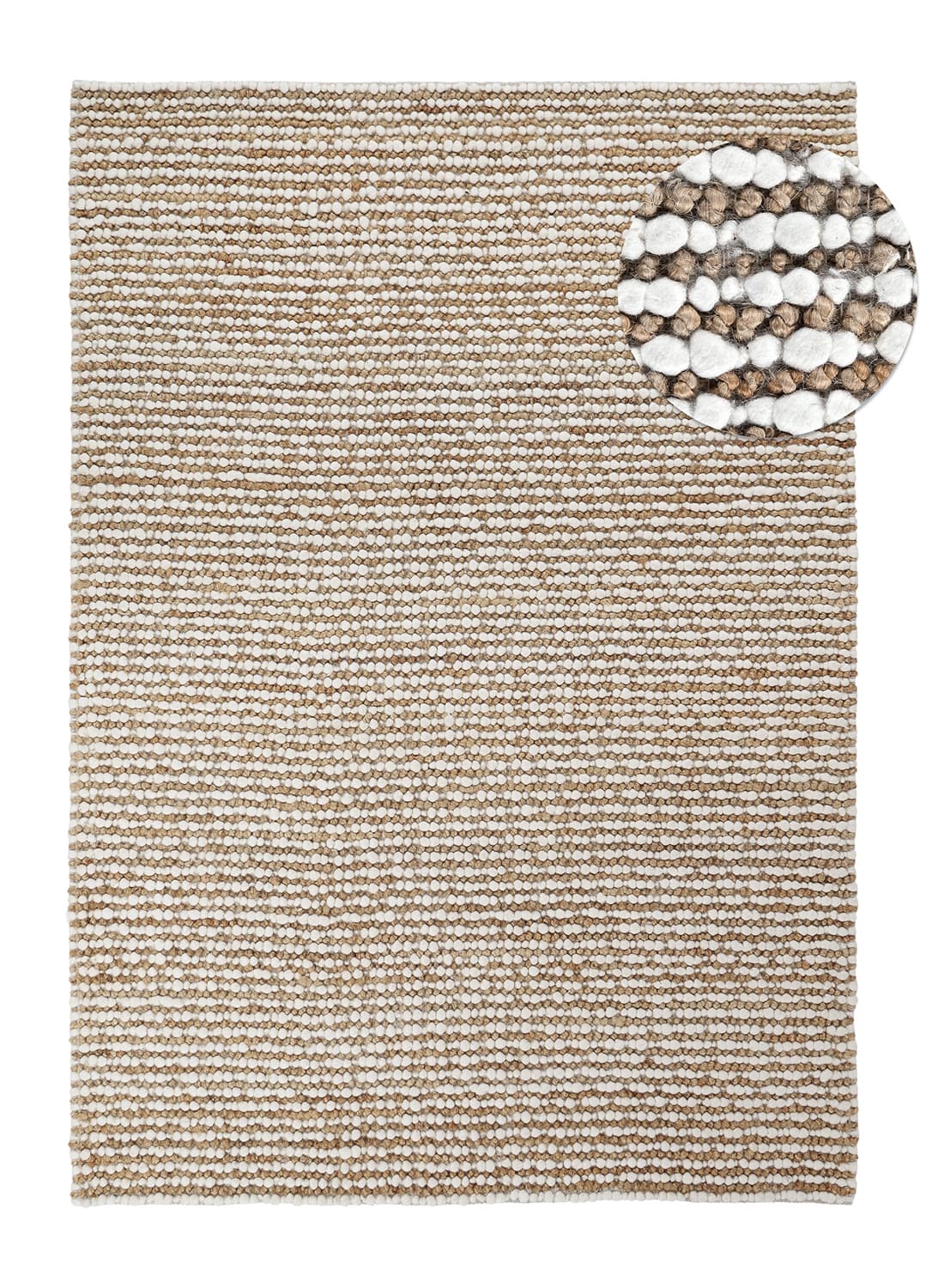 Juteteppe - Bally Jute/wool Bubble (natur/hvit) (Størrelse: 160 x 230 cm)
