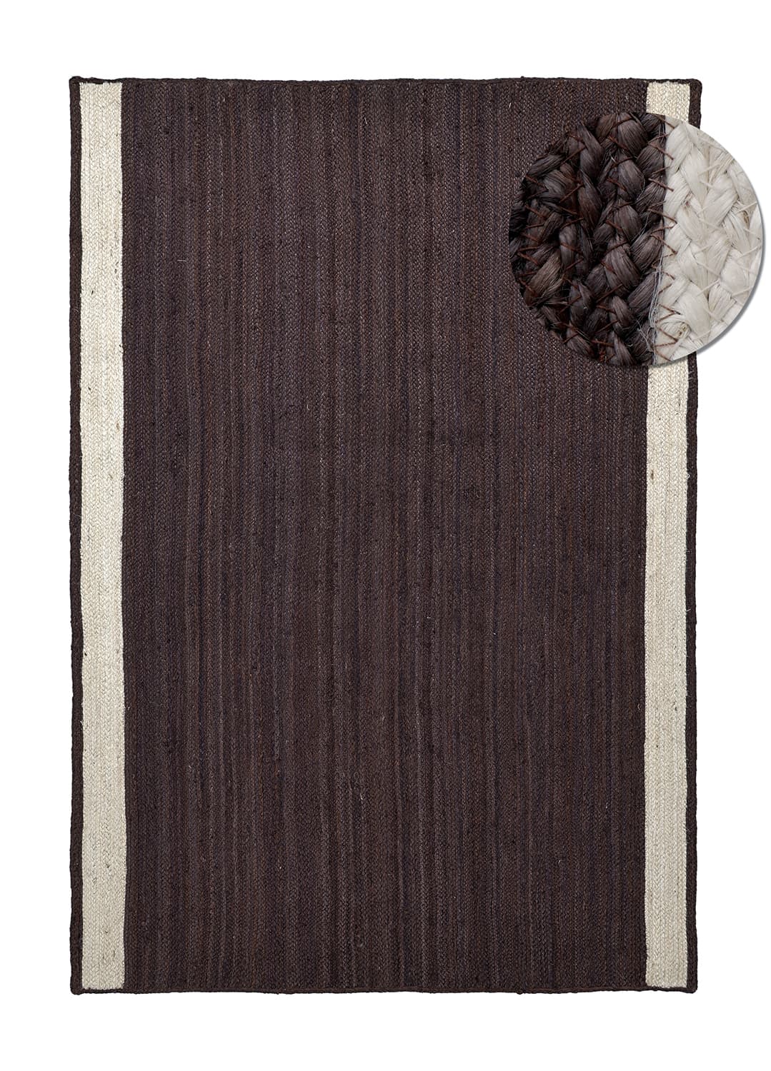 Juteteppe - Senaki (mørk taupe/hvitt) (Størrelse: 200 x 290 cm)