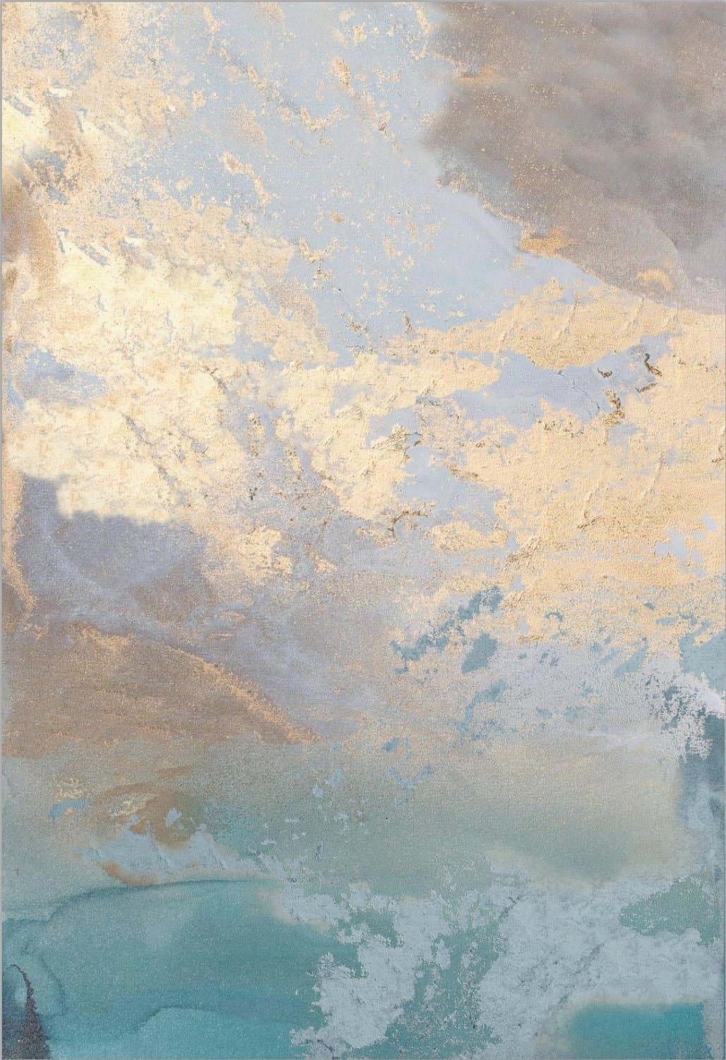 Wilton-teppe - Lesley (blå/grå/turkis) (Størrelse: 340 x 440 cm)