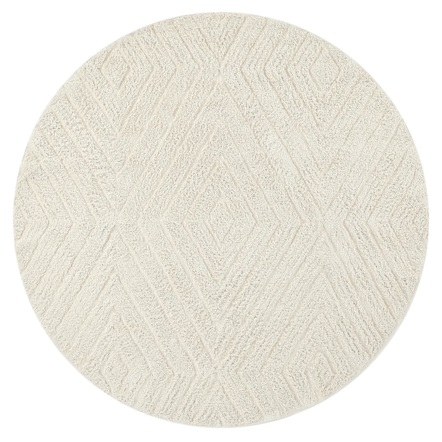 Runde tepper - Amberley Natural Cotton Shaggy (off-white) (Størrelse: Ø 200 cm)
