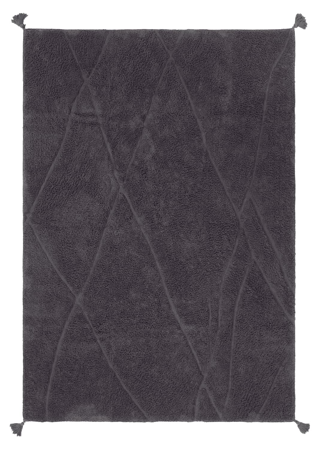 Ryetepper - Andrea Natural Cotton Shaggy (svart) (Størrelse: 240 x 340 cm)