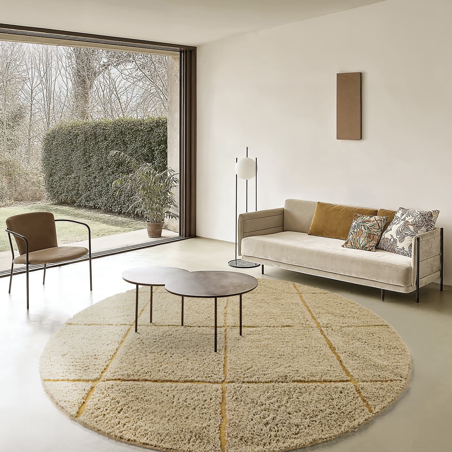 Runde tepper - Bellevue Natural Cotton Shaggy (beige/brun) (Størrelse: Ø 240 cm)