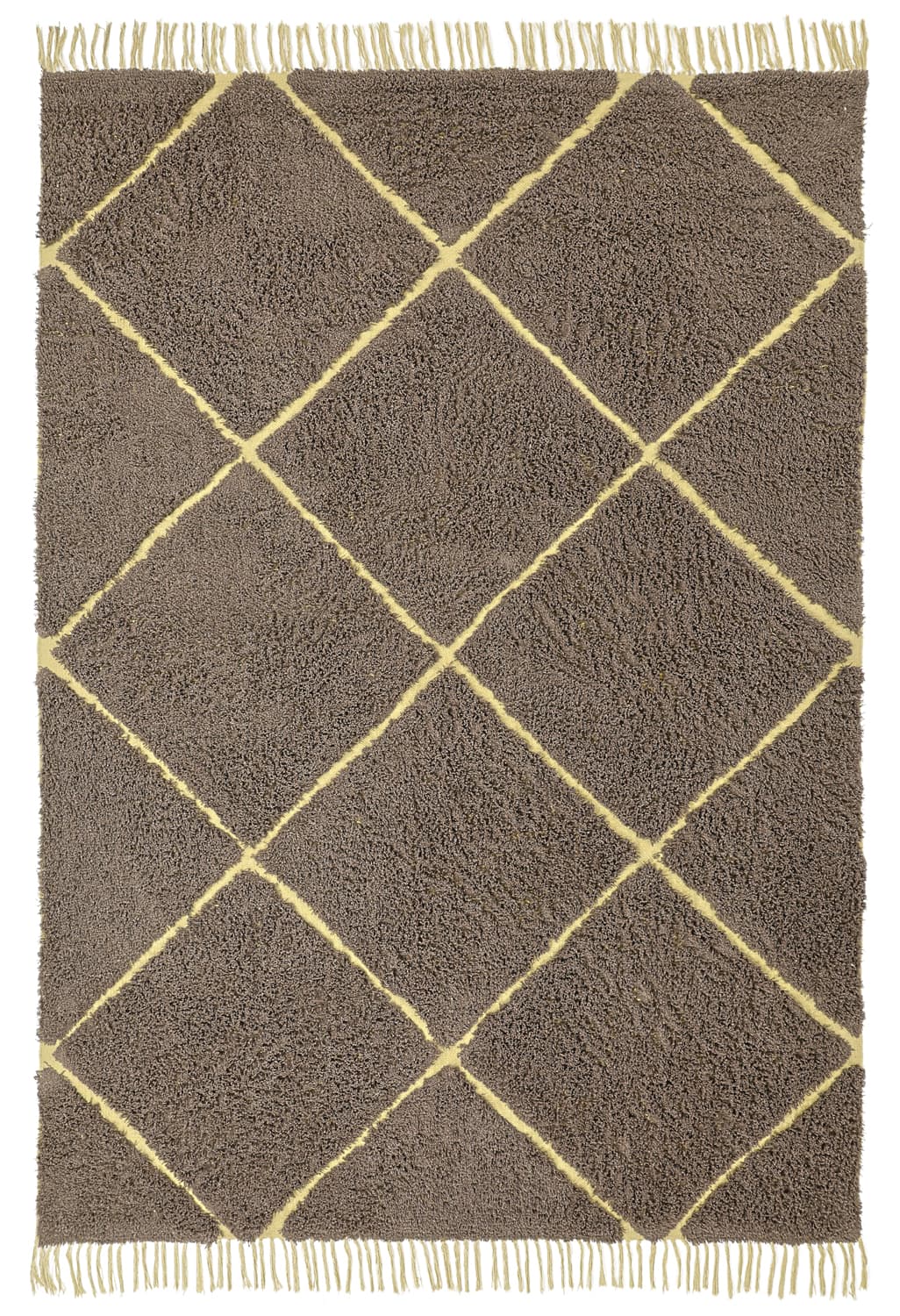 Ryetepper - Bellevue Natural Cotton Shaggy (brun/gul) (Størrelse: 240 x 340 cm)