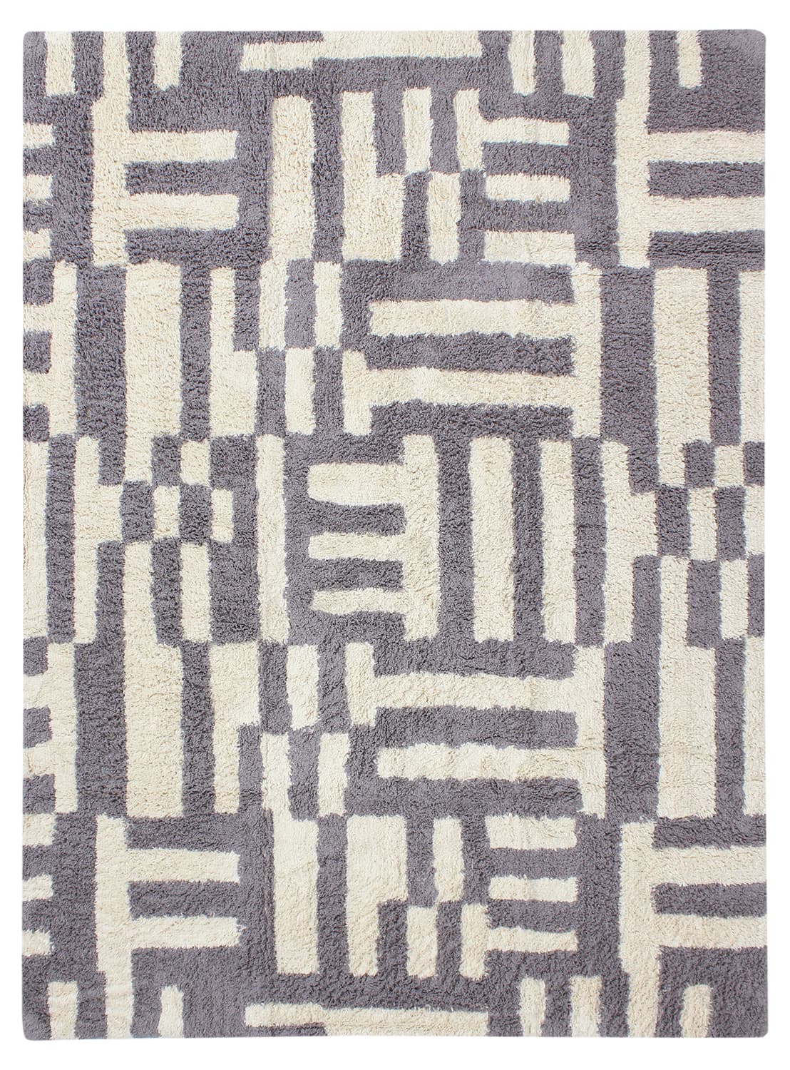 Ryetepper - Bergamo Natural Cotton Shaggy (grå/hvit) (Størrelse: 200 x 290 cm)