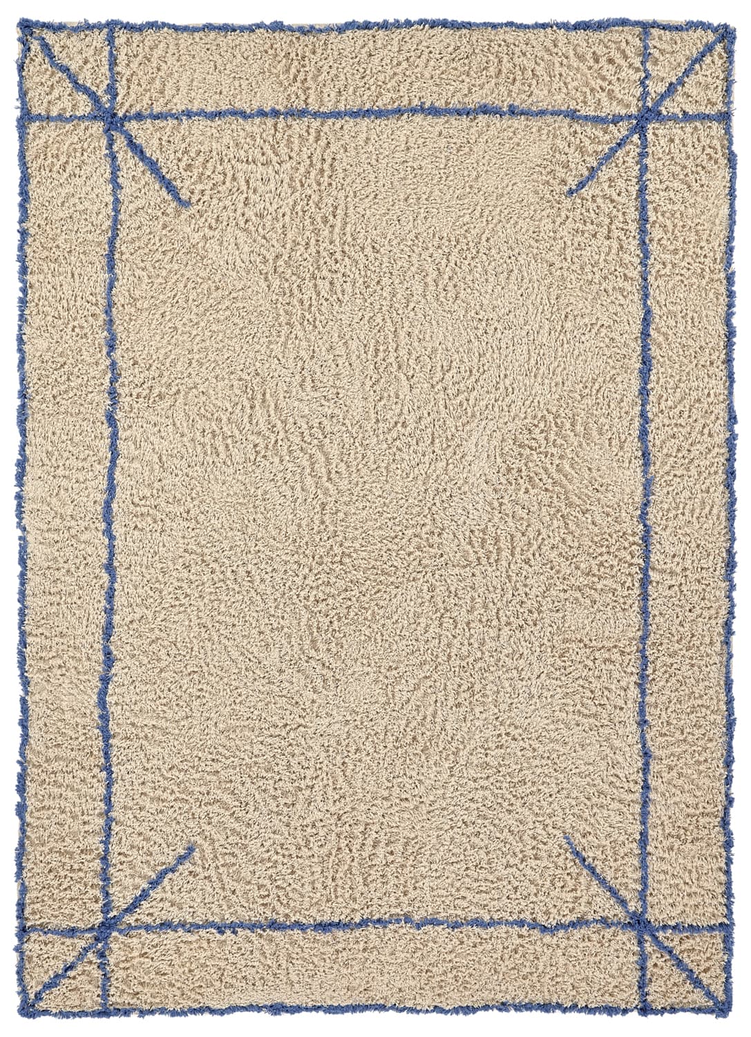 Ryetepper - Kairi Natural Cotton Shaggy (beige/blå) (Størrelse: 140 x 200 cm)