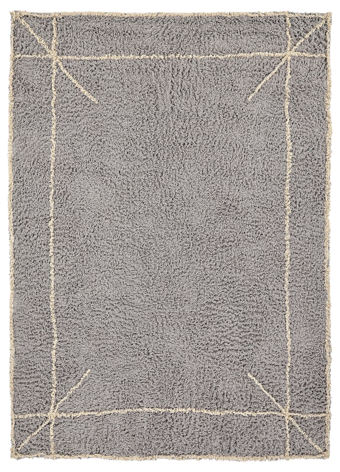 Ryetepper - Kairi Natural Cotton Shaggy (grå/beige) (Størrelse: 240 x 340 cm)