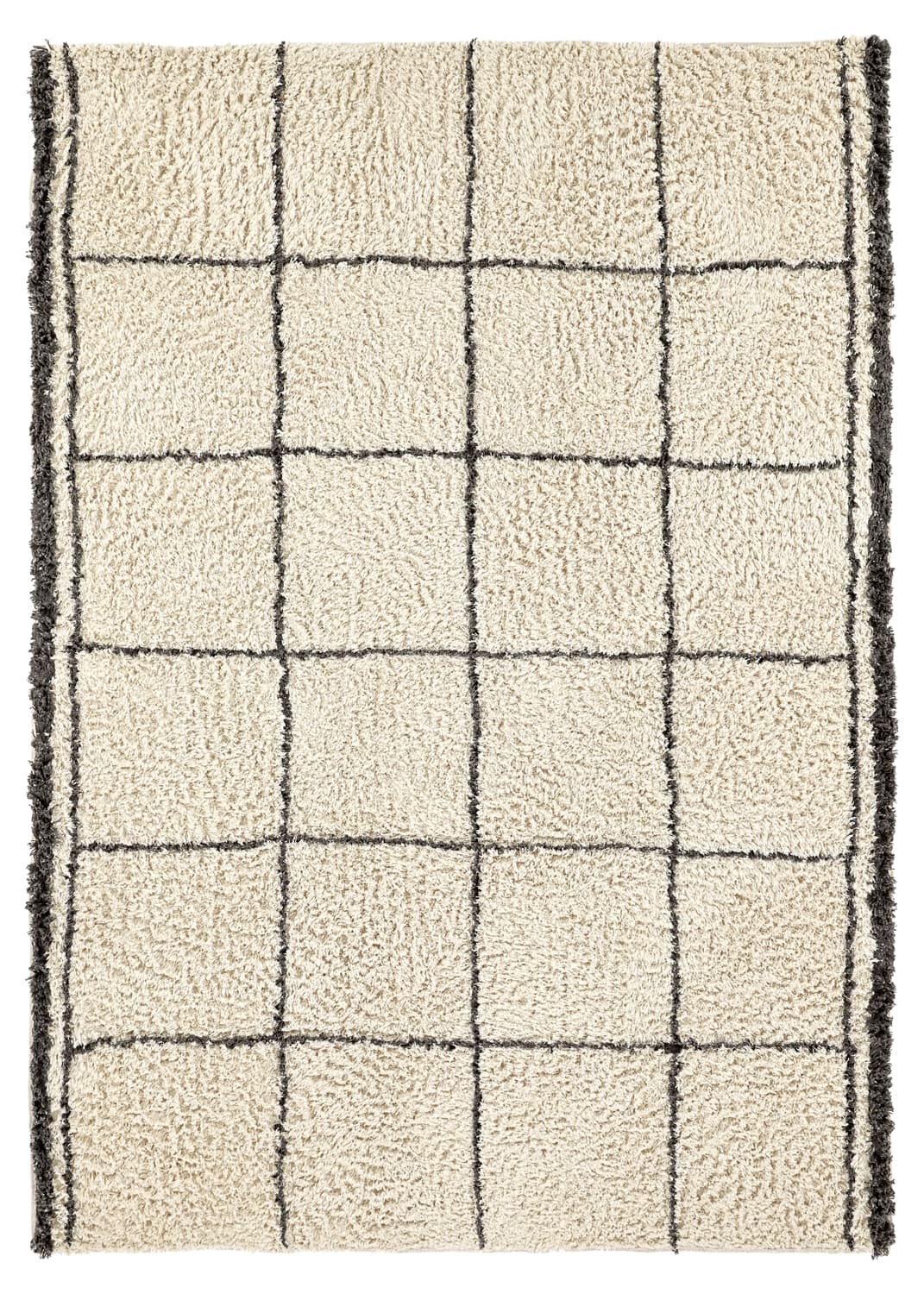 Ryetepper - Lana Natural Cotton Shaggy (krem/mørk grå) (Størrelse: 240 x 340 cm)